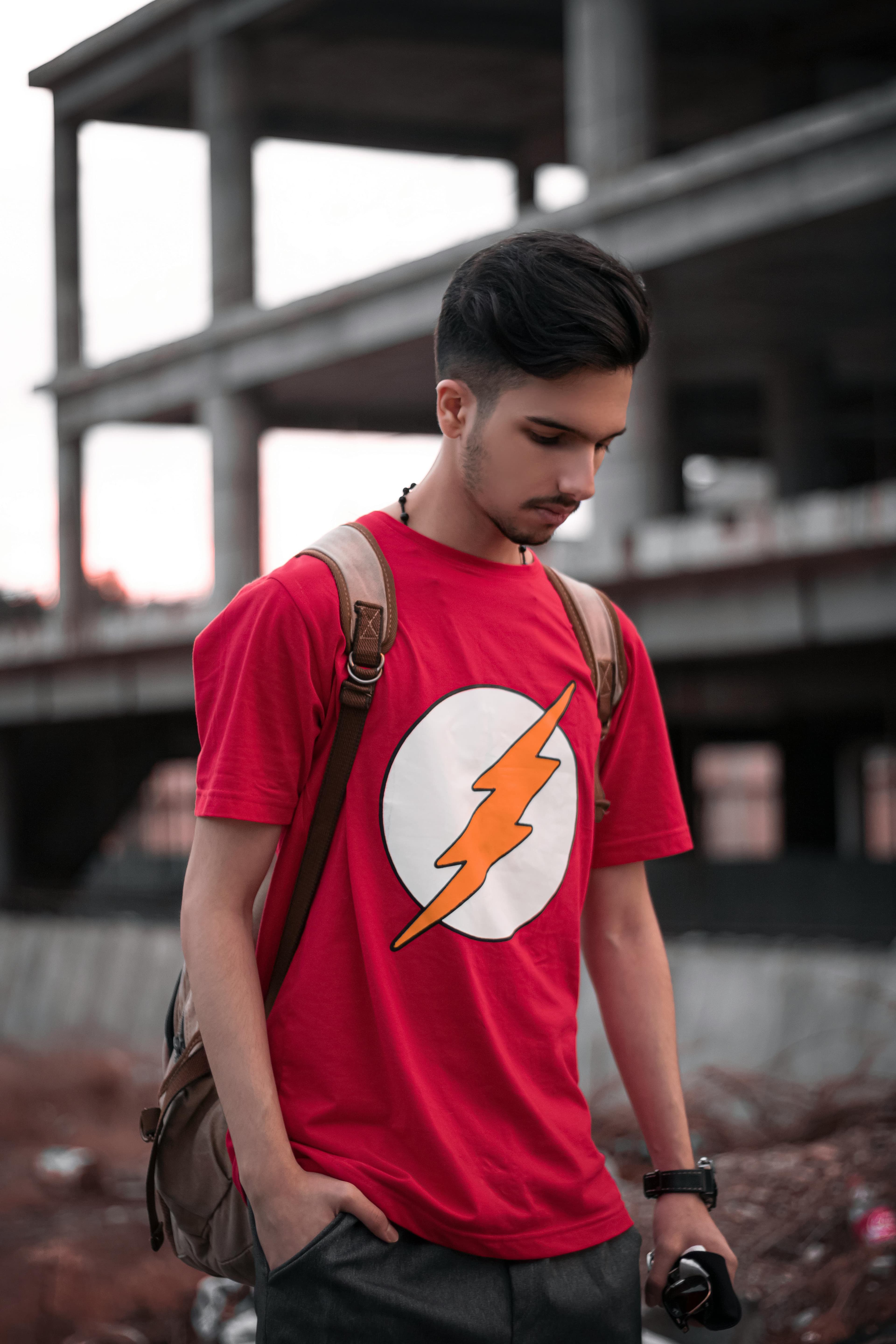 Two men wearing t-shirts